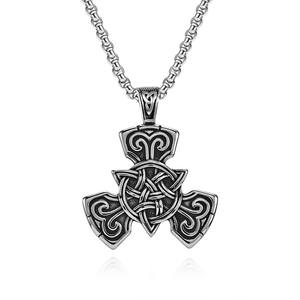 Nordic Viking Style Celtic Knot Pendant Necklace For Men Stainless Steel <b>Cross</b> Design Everyday Wear Jewelry - Product Image 5