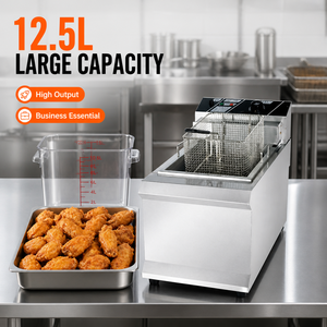Freidora Eléctrica Comercial de 12.5L, Tanque Único, Cesta Individual, 3.8kW, para Papas Fritas, Pollo, Bocadillos, Restaurantes y Servicios de Catering - Product Image 4