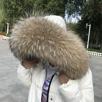 Écharpe à capuche détachable en fourrure de raton laveur véritable de qualité supérieure, écologique et luxueuse pour femme, idéale pour l'hiver – Vente en gros