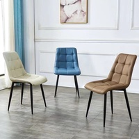 Chaise de salle à manger de luxe légère Mobilier commercial Chaise à coussin en éponge en cuir Chaise de restaurant en cuir microfibre en métal