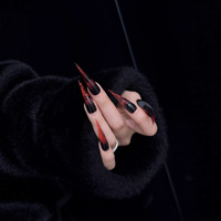 Vente chaude : Faux ongles à presser longs et pointus, motif griffe de dragon, finition miroir dorée chromée, faits main, forme stiletto, pour nail art portable