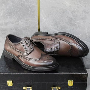 S0068X Nouvelles Chaussures Habillées Légères et Brodéées en Cuir Véritable de Vachette pour Homme, Style Camouflage, Tendance Automne - Product Image 2