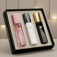 Flacon de parfum de haute qualité, carré rose, 10 ml, en verre, flacon de parfum vide blanc et noir avec emballage en boîte