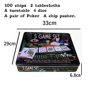 Lot de jetons de poker 5-en-1 avec <span class=keywords><strong>roulette</strong></span> pour soirées casino et jeux de société en famille - Product Image 2