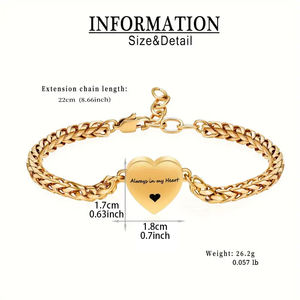 Bracciale cuore urna per le ceneri per le donne degli uomini in acciaio inox cremazione ricordo braccialetto commemorativo per le ceneri umane titolare - Product Image 2