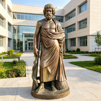 Décoration de jardin extérieure, statue en bronze coulé de grand format représentant Asclépios, dieu grec de la médecine et des médecins