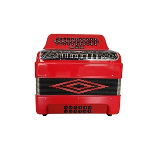 Fisarmonica Professionale SEASOUND JB3412C Rossa, 34 Tasti, 12 Bassi, 3 Registri, Diatonica, Copertura in Celluloide, Portatile, Griglia Nera e Argento - Product Image 1