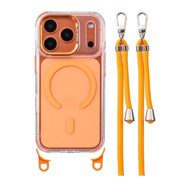 Multi functional Magnet Shockproof Clear Cover Crossbody Phone Case with Strap for iPhone 17e 16e 14 15 16 17 pro max