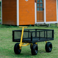 Chariot de jardin robuste en acier grande capacité pour extérieur, chariot à benne basculante pour pelouse et jardin, chariot à benne en maille
