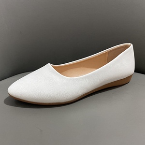 Venta al por mayor de cuero blanco barato puntiagudos bailarinas cómodas niñas zapatos planos de las mujeres - Product Image 2
