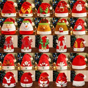 Vente en gros de chapeaux de Noël pour enfants et adultes en flanelle avec motif de dessin animé brodé, chapeau du Père Noël - Product Image 3