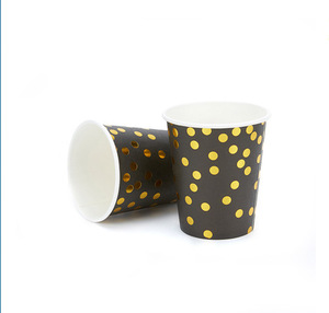 Black Gold Dot Design Tableware Set Disposable Paper Plates Cups Napkins Straws Party Tableware Set - Product Image 5