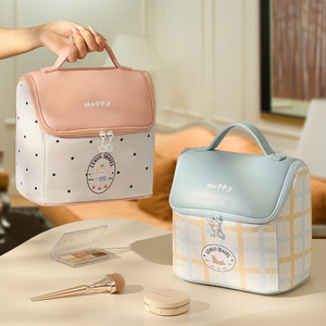 Portable Cosmetic <b>Storage</b> Bag Lightweight Travel <b>Toiletry</b> Case With Soft Handle Water Proof Home <b>Storage</b> Blue And Pink Custom - Product Image 1