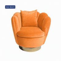 Wallybeaut – chaises de Salon de mi-siècle avec bras de baril pivotant et Base rotative en acier inoxydable doré