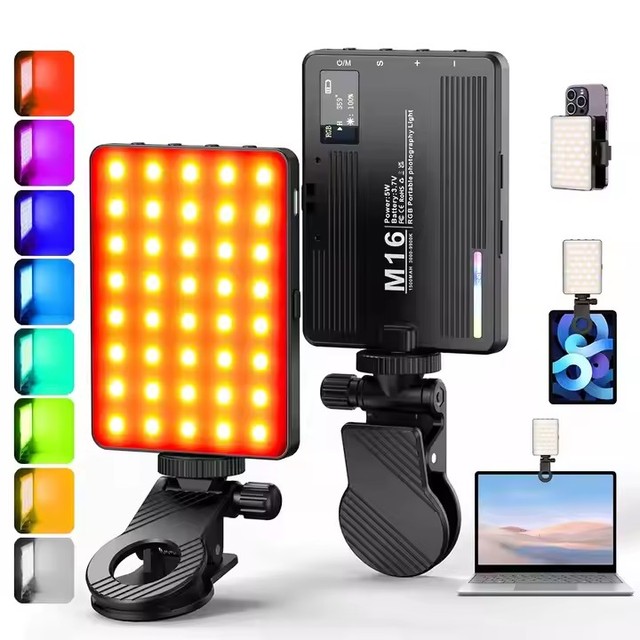 M16 RGB Full Color LED Fill Light Mini Photography LED Lights Full Colour Pocket Fill for Video Live Streaming Lighting Selfie
