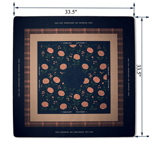 Tapete Plegable para Mahjong de 33.5 Pulgadas |   <span class=keywords><strong>Base</strong></span> de Goma Antideslizante Reductora de Ruido |   Diseño Floral Azul Marino para Mahjong y Juegos de Cartas - Product Image 3
