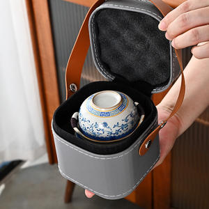 Blue <b>And</b> White Porcelain Travel Tea <b>Set</b> <b>1</b> <b>Teapot</b> 3 <b>Cups</b> Ceramic Portable Outdoor Camping Tea Kit - Product Image 3