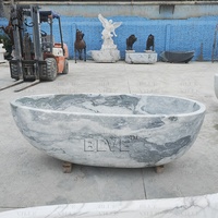 Baignoire autoportante en pierre naturelle de design italien moderne BLVE, baignoire de luxe en marbre noir pour la décoration de villas et d'hôtels