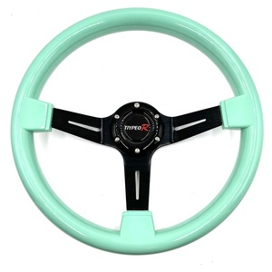 พวงมาลัยแต่งทรง JDM ขอบลึก 7 ซม. ขนาด 14 นิ้ว สีเขียว ABS ยูนิเวอร์แซล - Product Image 1