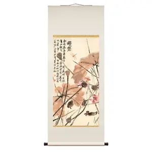 Qi baishi Lotus e Libélula reprodução pendurado rolagem famoso mestre chinês pinturas e arte da parede home decor art print