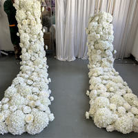 Composition florale de luxe en soie artificielle 2026, cascade romantique de hortensias blancs, chemin de table pour décoration de mariage