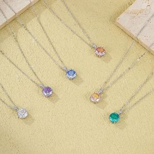 Collar con Colgante de Plata de Ley S925 con Diseño Moderno, Corte Rosa y Circonitas Cúbicas de Colores, Joyería Fina y Elegante para Mujer, Regalo, Marca OEM ODM - Product Image 6