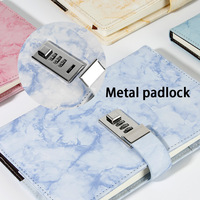 Carnet de luxe A5 en cuir PU à motif marbré avec serrure à combinaison, journal créatif avec mot de passe, carnet secret