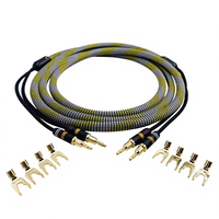 Câble de haut-parleur HiFi banane, conducteur en cuivre plaqué or, gaine en PVC, connecteurs mâles à fourche pour systèmes audio, amplificateur de cinéma maison