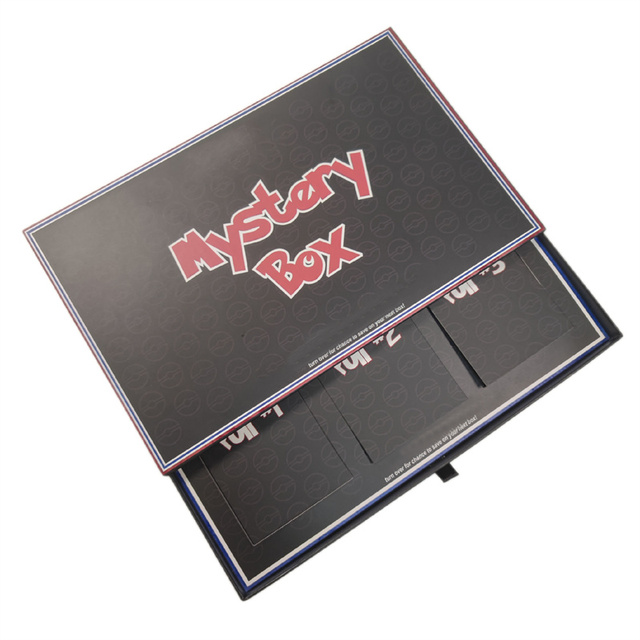 Oem Customized Design Promotional Mystery Box Game Card Mystery Surprise Magnetic Embossing Matt Lamination UV Coating Sponge