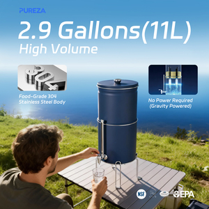 PUREZA 2.25/2.9 Gal Blue Stainless Steel Gravity-Fed Water <strong>Tank</strong> With Filters Replacement For B-erkey PF-2 BB9-2 Filter - Product Image 3