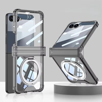 Support rotatif magnétique avec charnière à coussin d'air, coque de téléphone transparente antichoc pour Samsung Z Flip 8/7/6/5
