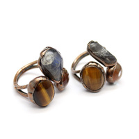 Pierre de Quartz d'agate multicolore naturelle brute, bague de pierre précieuse brute pour lui et elle, vente en gros, usine de bijoux en cuivre