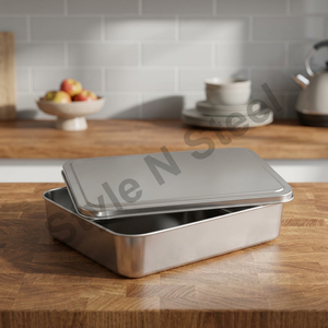Rectangular Serving <b>Tray</b> Stainless Steel Restaurant and Home Decorative <b>Tray</b> Best Quality Metal - Product Image 2