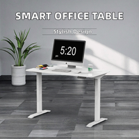 Bureau d'ordinateur moderne pour le travail et l'étude avec pieds de table à hauteur réglable électriquement, structure en fer, bureau debout mural