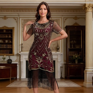 Vestido Flapper de los Años 20, Vestido Multifuncional con Lentejuelas y Flecos de Malla para Danza del Charleston, Salsa, <span class=keywords><strong>Tango</strong></span> y Baile de Salón - Product Image 5