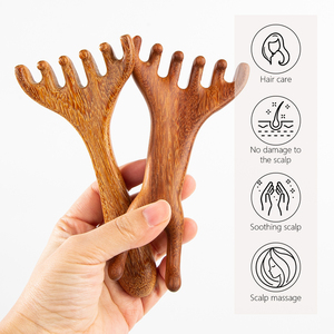 Masajeador de cuero cabelludo de cabeza Natural multifuncional Guasha relajación madera mano acupresión cuerpo raspado masaje herramienta peine - Product Image 4