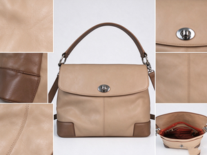 Bolso de hombro con solapa de dos tonos para mujer, bolso con cierre de cierre giratorio y correa cruzada ajustable extraíble - Product Image 3