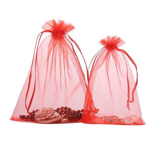 Sacs en organza personnalisés avec logo Linna, cordon de serrage, pour emballage de bijoux et bonbons de mariage, et pochettes en organza imprimées - Product Image 1