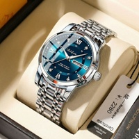 Montre à quartz pour homme, bracelet en acier inoxydable 41 mm, aiguilles lumineuses, affichage du jour et du calendrier, verre minéral renforcé, fermoir papillon