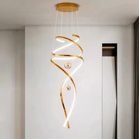 Lustre moderne simple en acier inoxydable Villa Exhibition Hall Escalier LED Suspension