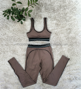 Nuevo Conjunto Deportivo de 2 Piezas sin Mangas, con Logotipo Personalizado, Cintura Alta, Levanta Glúteos, Ajusta el Abdomen, para Yoga y Fitness - Product Image 3