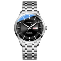 Montre mécanique automatique pour hommes, affichage du calendrier, marqueurs en diamant, bracelet en acier
