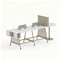 Poste de travail de direction avec armoire de rangement et table de réunion, solution de mobilier de bureau partagé pour 2, 4 ou 6 personnes