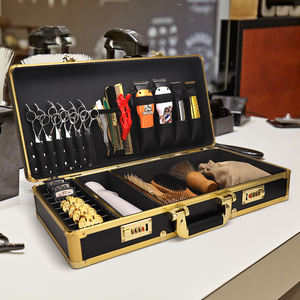 Outils de barbier en aluminium portables de haute qualité valise Salon <span class=keywords><strong>mallette</strong></span> de beauté mot de passe étui de barbier en or - Product Image 4