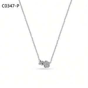 Amy Amy – collier avec pendentif en forme de fleur plaqué argent, zircone cubique, pour femmes, bijoux à porter au quotidien, cadeau - Product Image 3