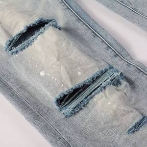 Dropshipping Products 2026 Wholesale <b>Men</b> Vintage Snow Washed Ripped Patch <b>Jeans</b>, High Quality Designer Fashion Denim Trousers - Product Image 3
