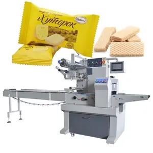 2024 Automatic plastic bag horizontal pillow wafer double sandwich cake packaging flow packaging biscuit packaging machine