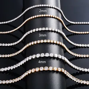 Collar de tenis chapado en oro brillante con circonita cúbica para mujer, gargantilla minimalista con cadena de cristal, accesorios de joyería de acero inoxidable - Product Image 2