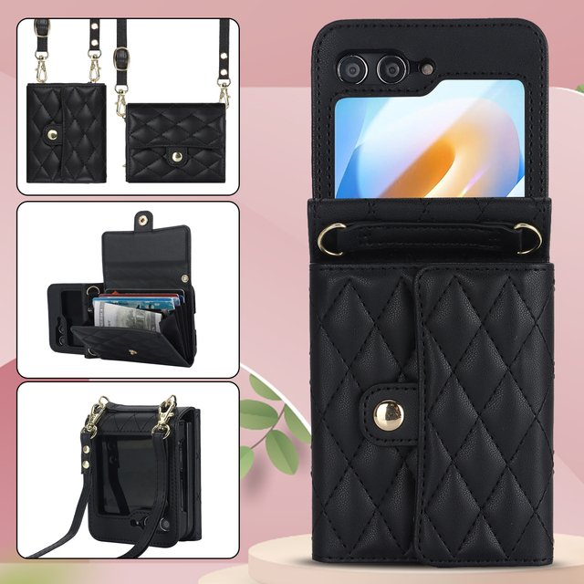 Crossbody with a Chain Flap Shockproof Classical Folding Mobile Phone for Samsung Galaxy&Huawei&Oppo&Moto&Vivo Phone Cover