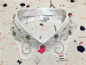 Delicado <span class=keywords><strong>collar</strong></span> de camisa desmontable de organza de doble capa con cuentas de diamantes de imitación de cristal - Product Image 3